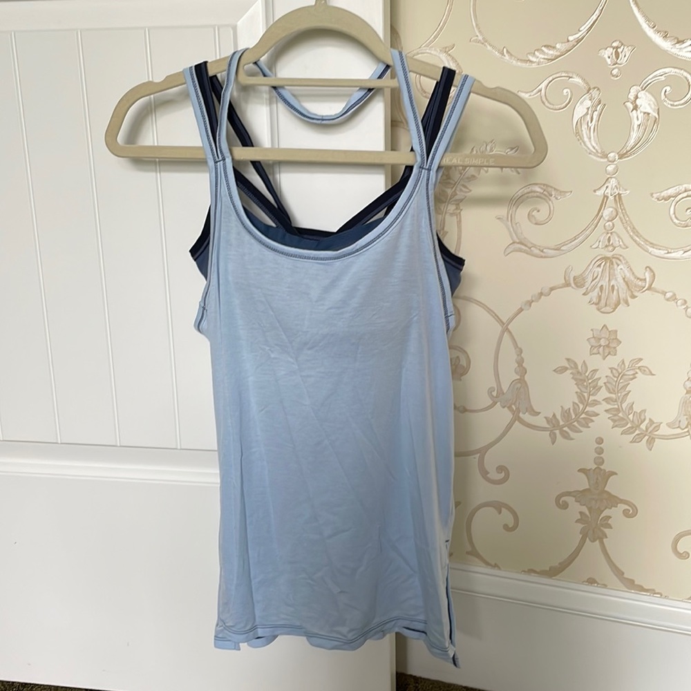 Athleta workout, yoga tank top. Size S. Light blue/midnight blue